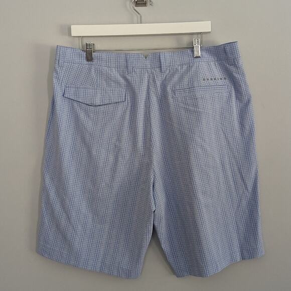 Men's Dunning Golf Shorts Pale Check Gingham Blue 38 Waist Preppy 10" Inseam - Picture 5 of 8